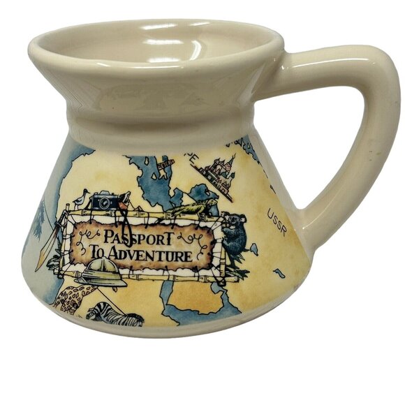 No Spill Travel Coffee Mug Passport to Adventure Map Atlas Vintage Applause - Picture 2 of 11